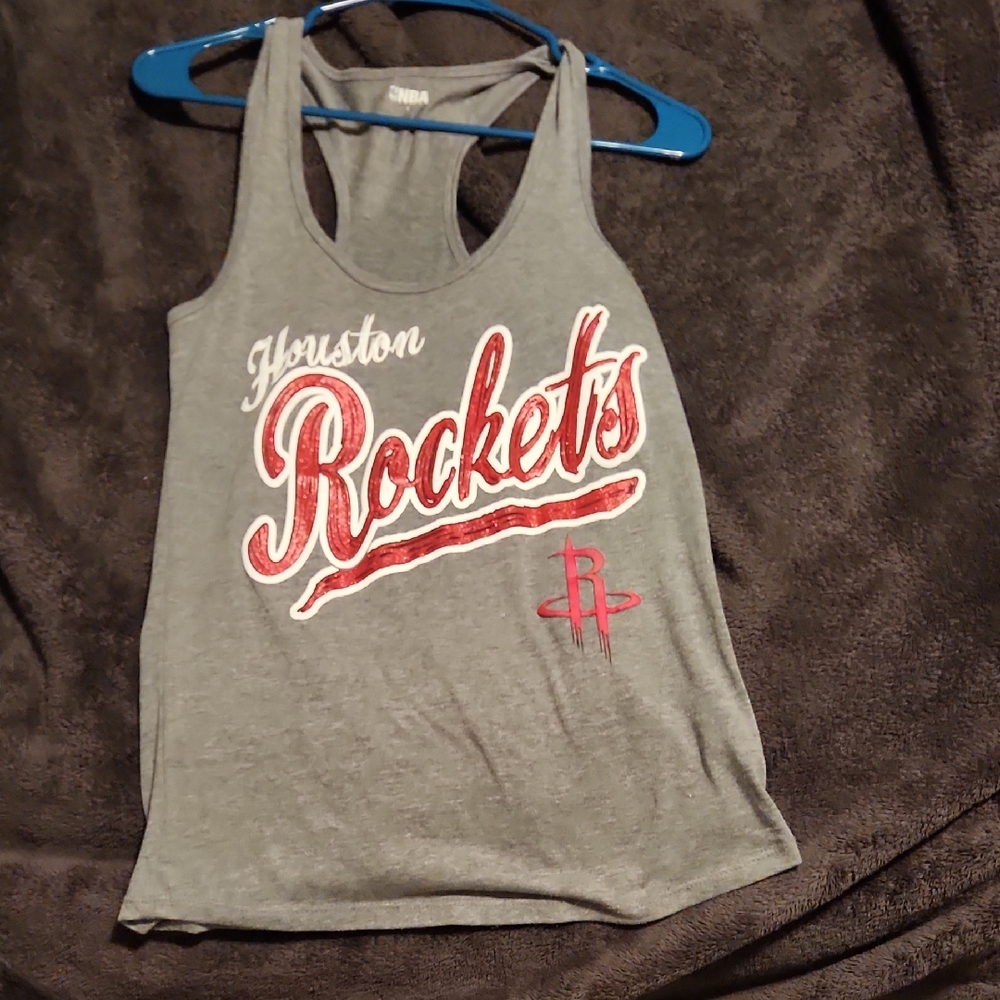 Houston Rockets Gray Glitter PaintTank Top